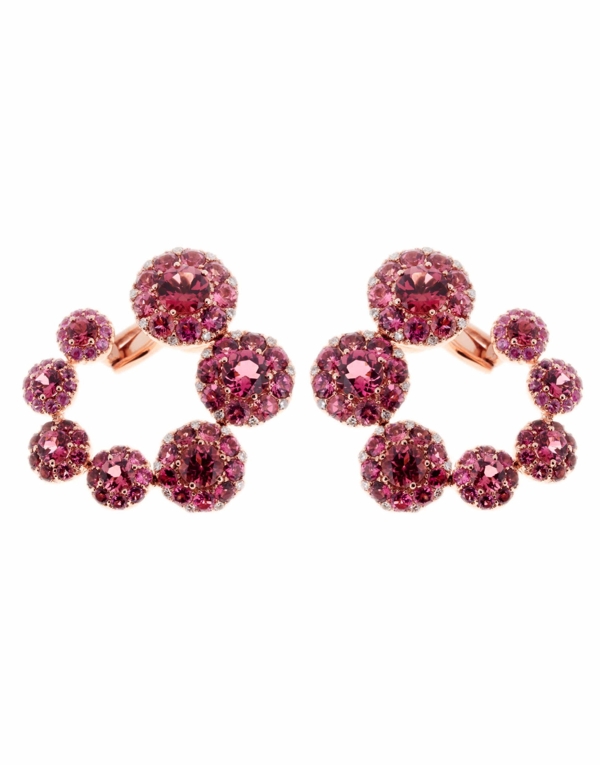 SELIM MOUZANNAR-Tourmaline and Pink Sapphire Diamond Earrings-ROSE GOLD