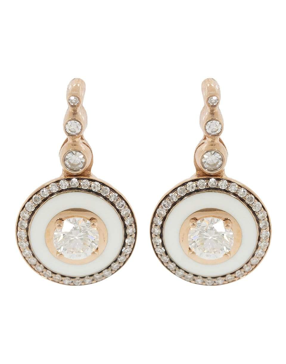 SELIM MOUZANNAR-White Enamel and Diamond Drop Earrings-ROSE GOLD