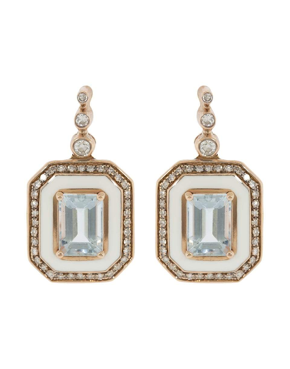 SELIM MOUZANNAR-White Enamel Aquamarine and Diamond Drop Earrings-ROSE GOLD