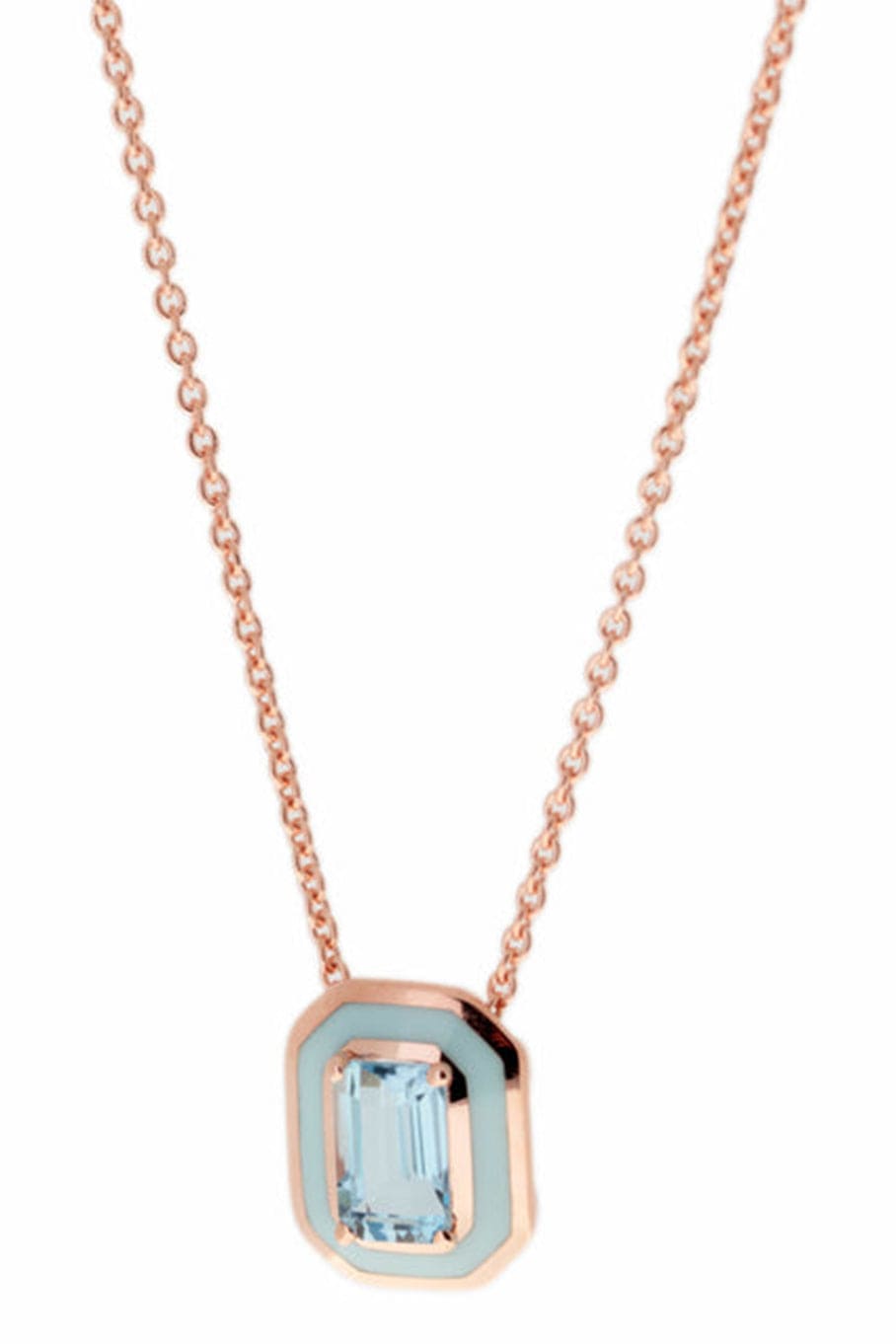 SELIM MOUZANNAR-Aquamarine Pendant Necklace-ROSE GOLD