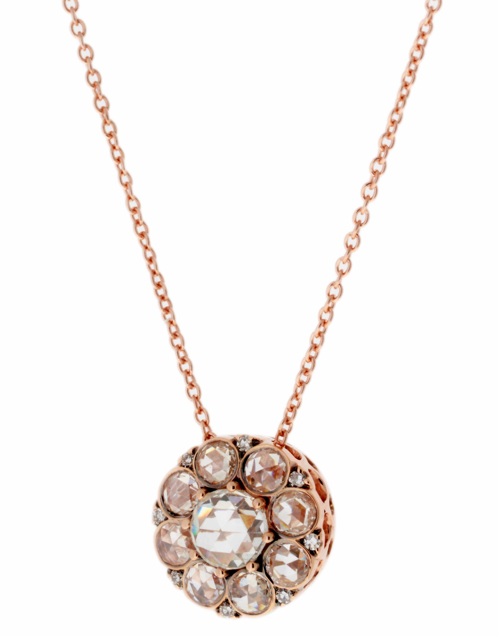 SELIM MOUZANNAR-Diamond Flower Pendant Necklace-ROSE GOLD