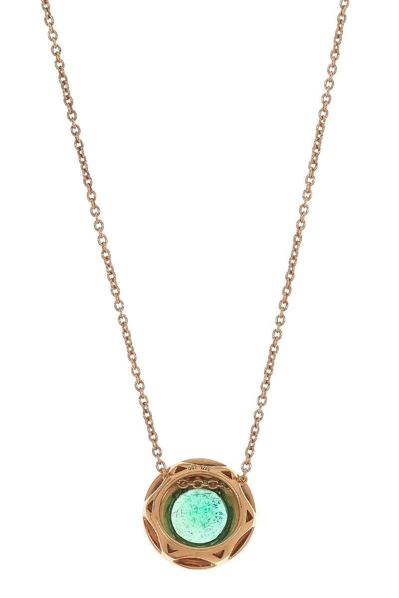SELIM MOUZANNAR-Emerald and Lilac Enamel Pendant Necklace-ROSE GOLD