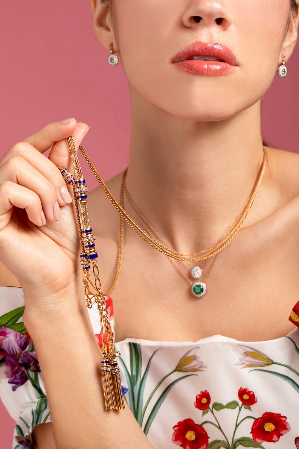 SELIM MOUZANNAR-Kastak Blue Sapphire Lariat Necklace-ROSE GOLD