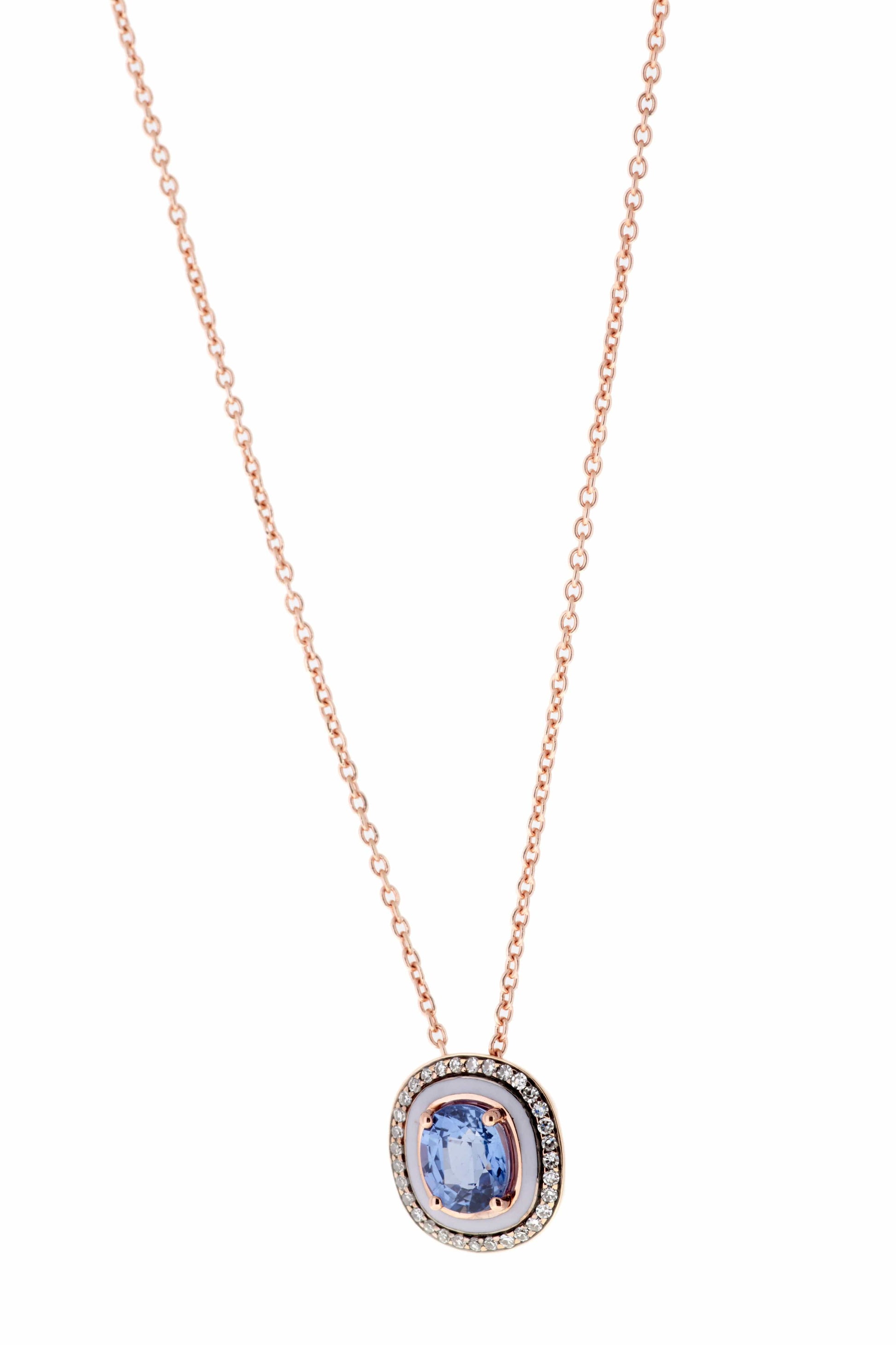 SELIM MOUZANNAR-Lilac Enamel Blue Sapphire Necklace-ROSE GOLD