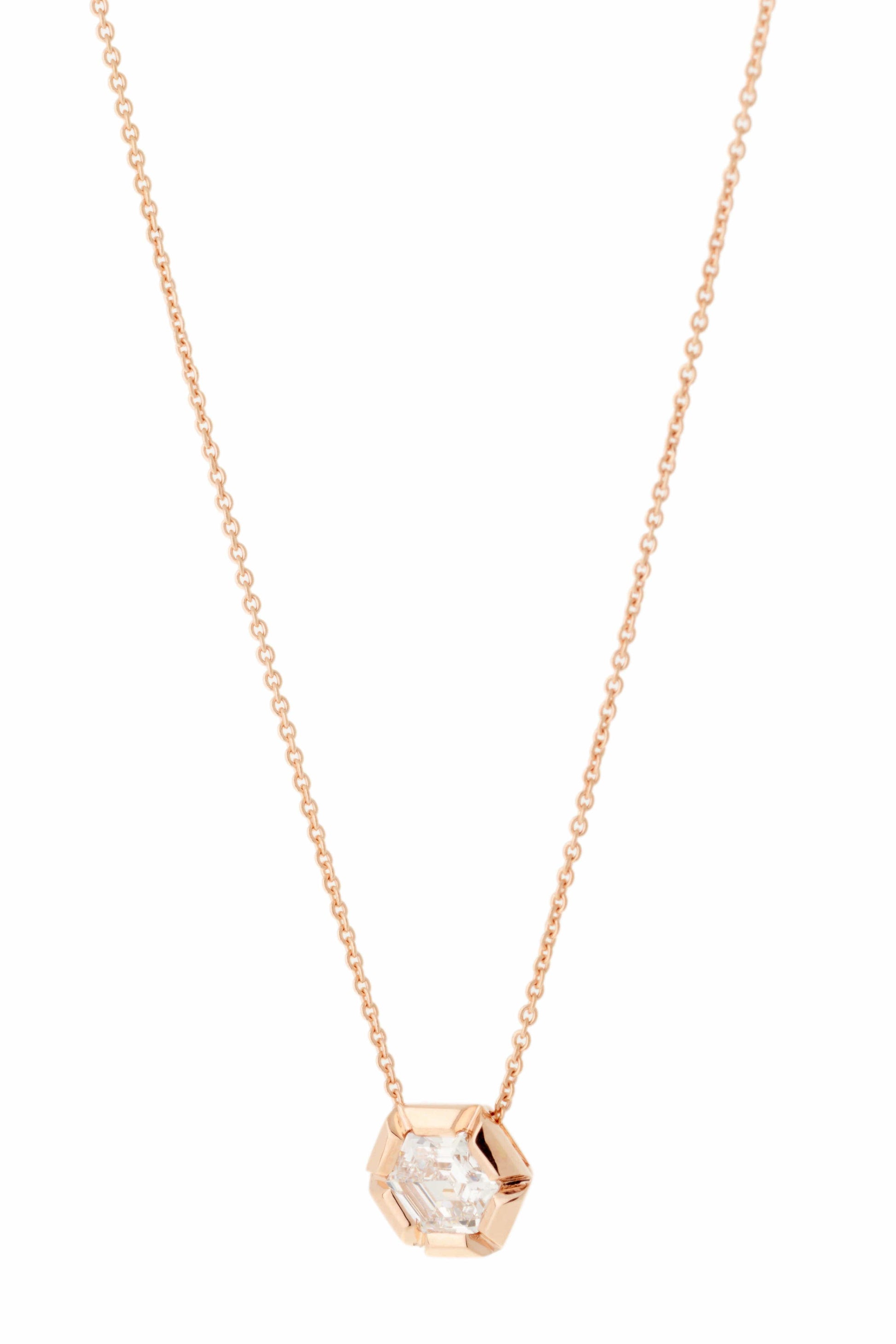 SELIM MOUZANNAR-Rose de France Diamond Pendant Necklace-ROSE GOLD