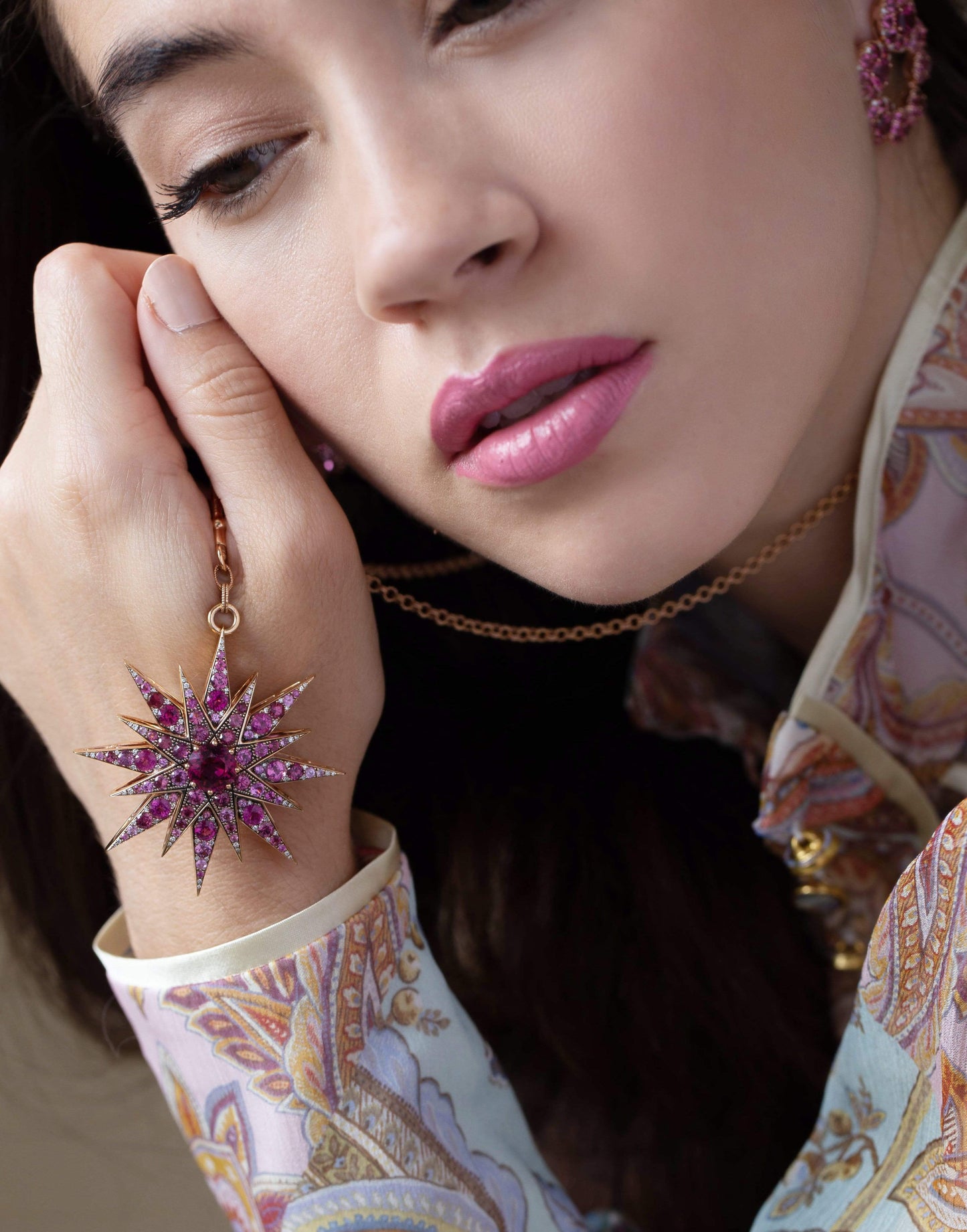 Tourmaline and Pink Sapphire Pendant Necklace JEWELRYFINE JEWELNECKLACE O SELIM MOUZANNAR   