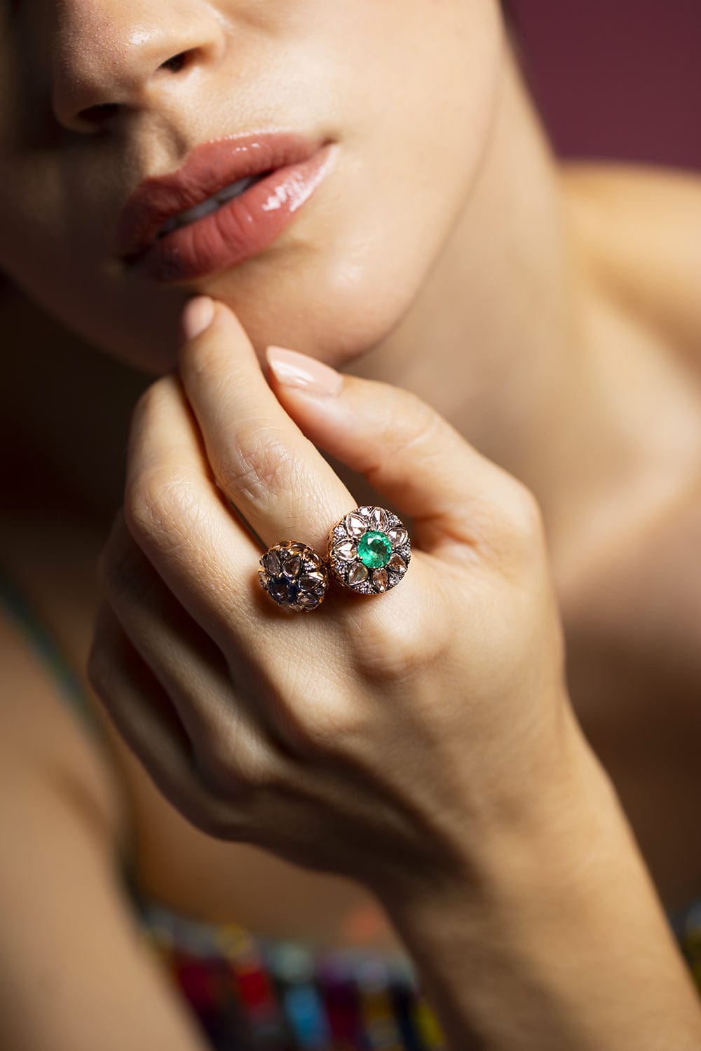 SELIM MOUZANNAR-Beruit Emerald and Diamond Ring-ROSE GOLD