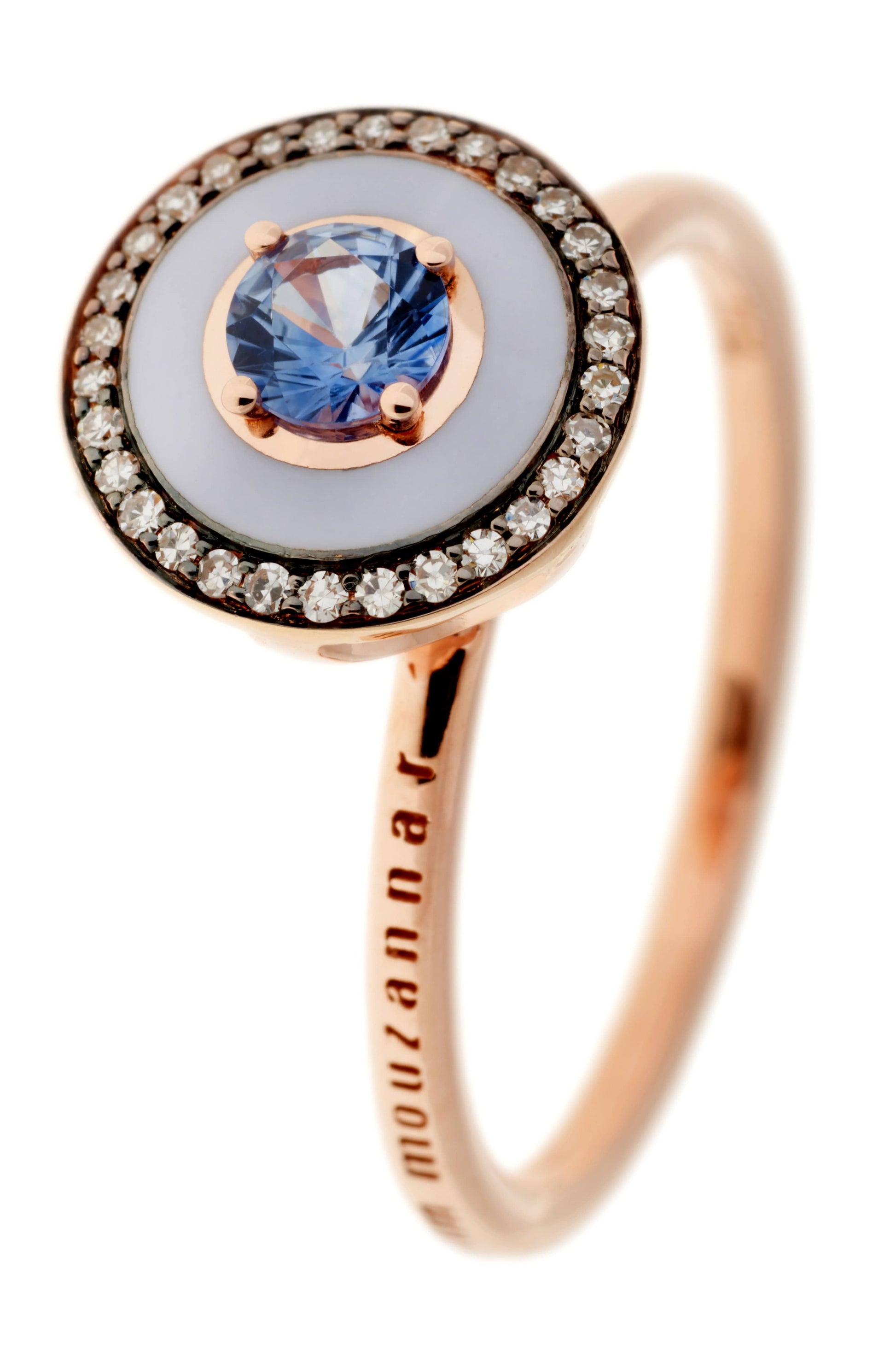SELIM MOUZANNAR-Lilac Enamel Blue Sapphire Ring-ROSE GOLD