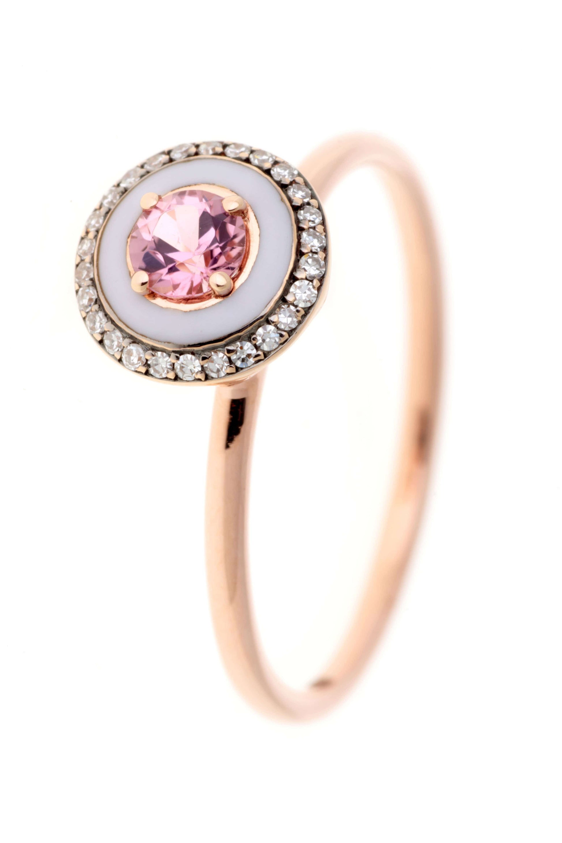 SELIM MOUZANNAR-Lilac Enamel Pink Tourmaline Ring-ROSE GOLD