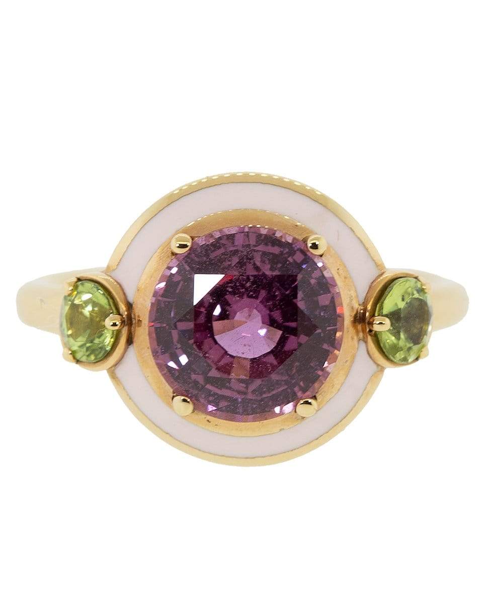 SELIM MOUZANNAR-Pink Sapphire and Enamel Ring-ROSE GOLD