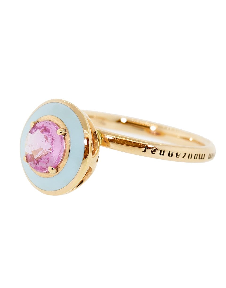 SELIM MOUZANNAR-Pink Sapphire and Blue Enamel Ring-ROSE GOLD