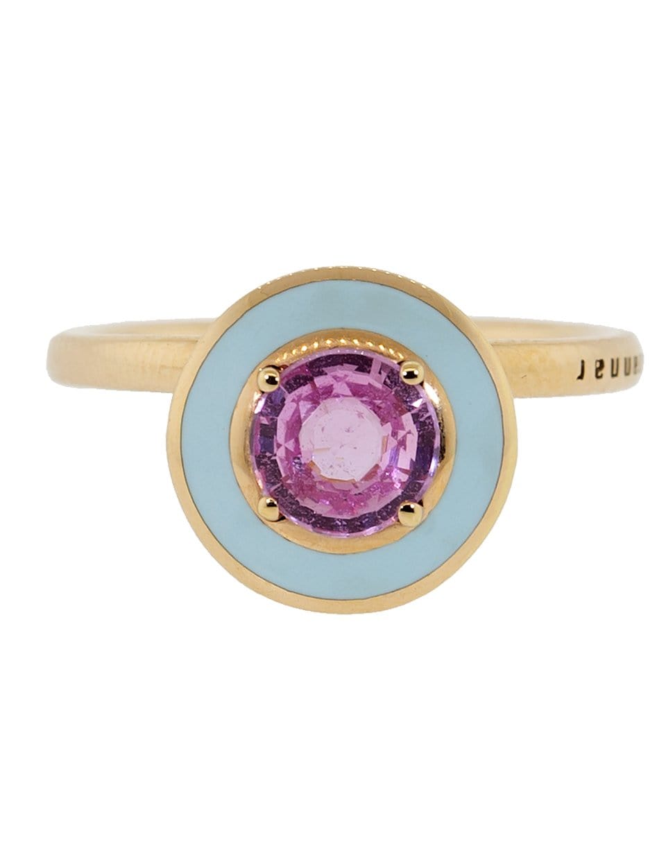 SELIM MOUZANNAR-Pink Sapphire and Blue Enamel Ring-ROSE GOLD