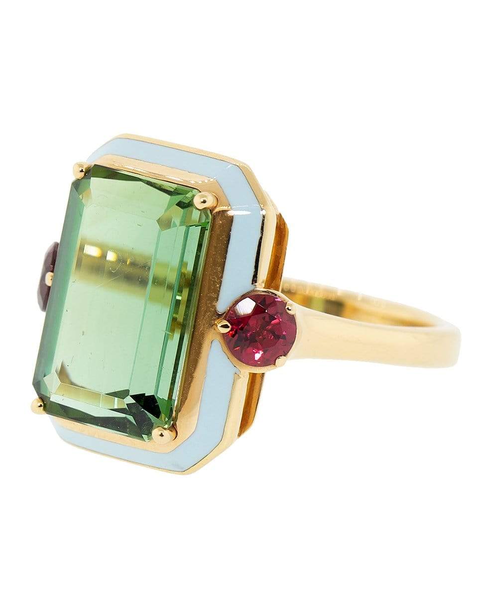 SELIM MOUZANNAR-Tourmaline and Enamel Ring-ROSE GOLD