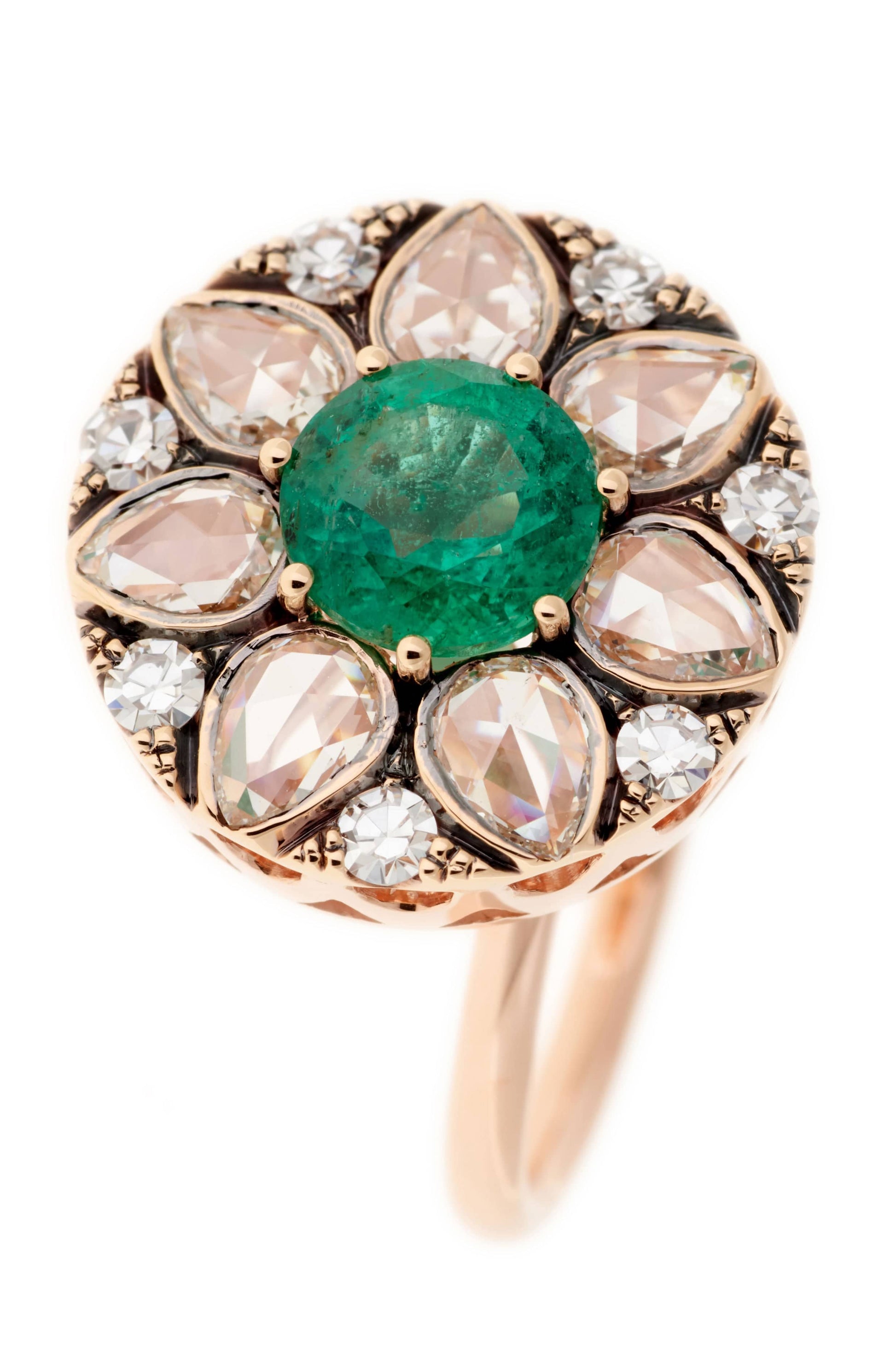 SELIM MOUZANNAR-Beruit Emerald and Diamond Ring-ROSE GOLD