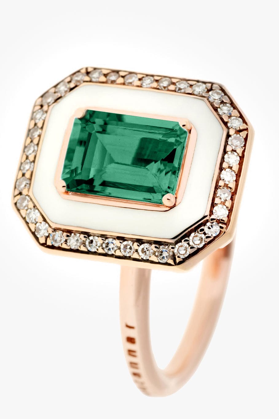 SELIM MOUZANNAR-Emerald and Diamond Mina Ring-ROSE GOLD