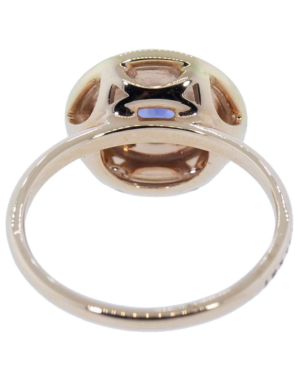 SELIM MOUZANNAR-Blue Sapphire and Diamond White Enamel Ring-ROSE GOLD