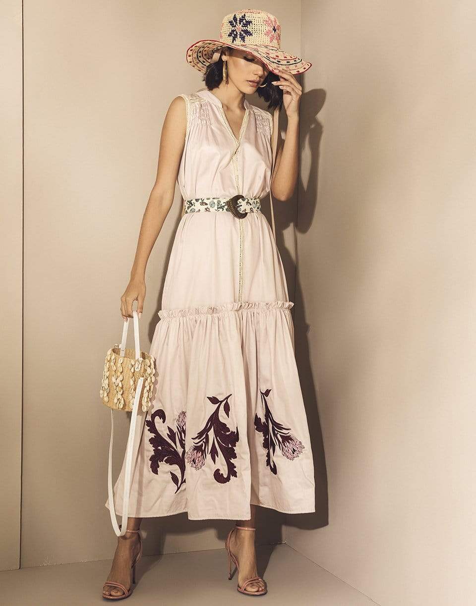SENSI STUDIO-V Neck Maxi Dress With Embroidery-