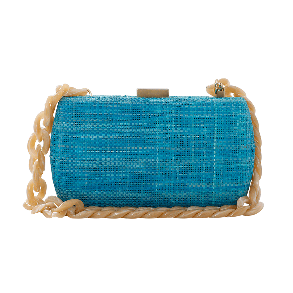 SERPUI-Elza Tucan Embroidered Clutch-TURQUOIS