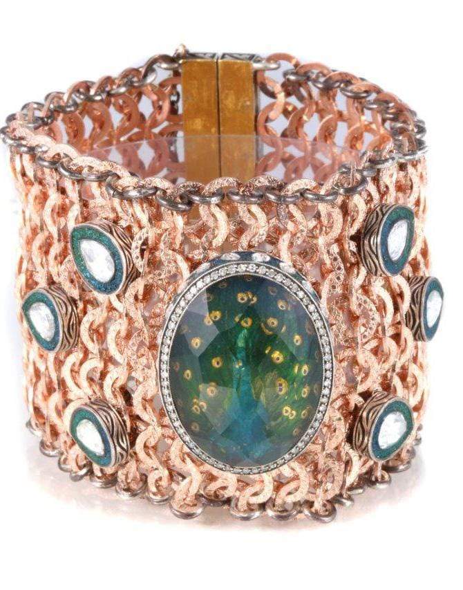 SEVAN BICAKCI-Peacock Wide Chain Bracelet-ROSE GOLD