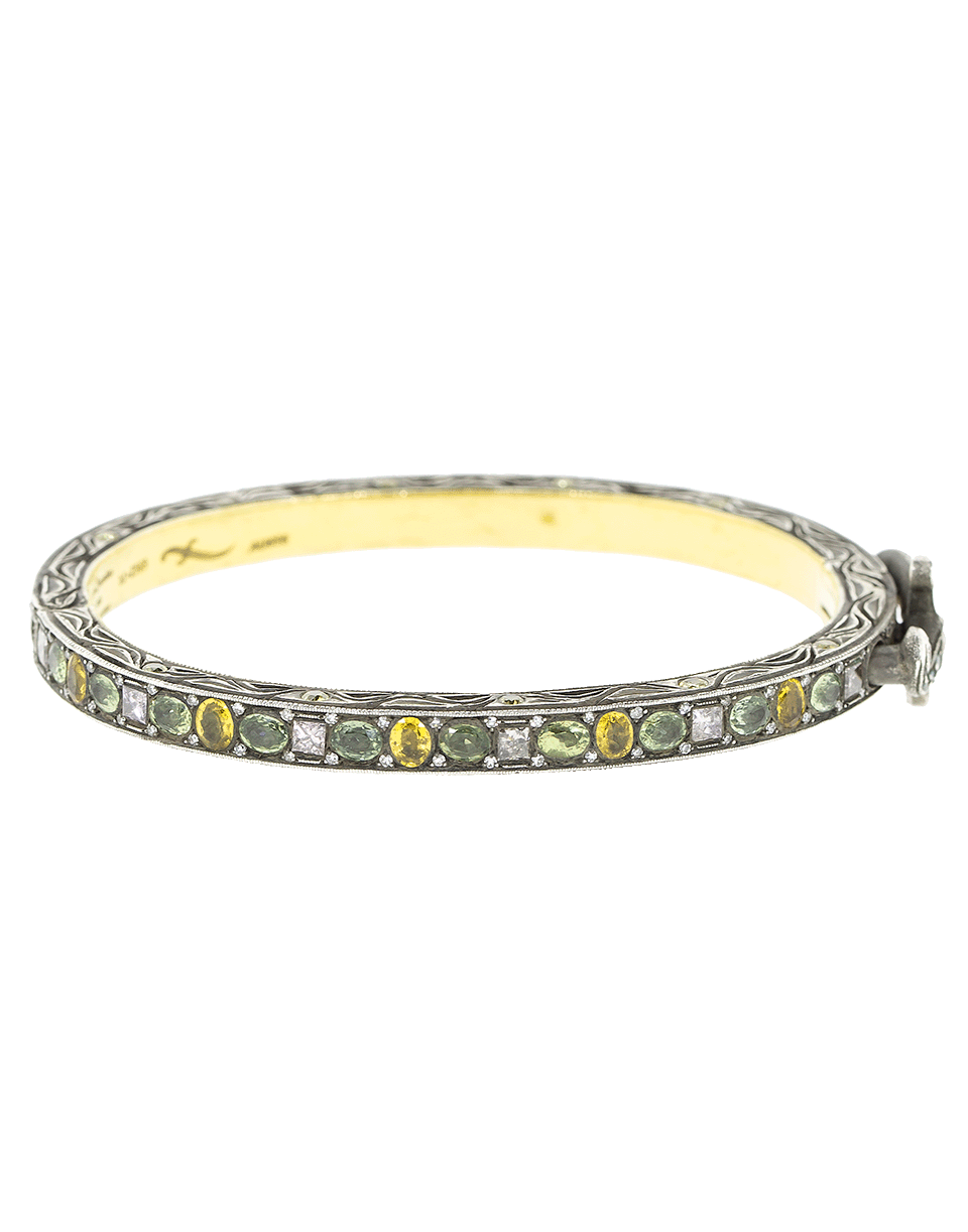 SEVAN BICAKCI-Hinged Sapphire And Diamond Dagger Bangle-YELLOW GOLD