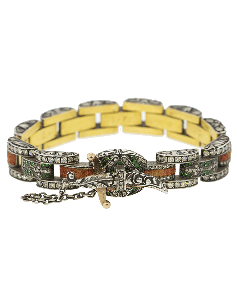 SEVAN BICAKCI-Mosaic Green Garnet Link Bracelet-YELLOW GOLD