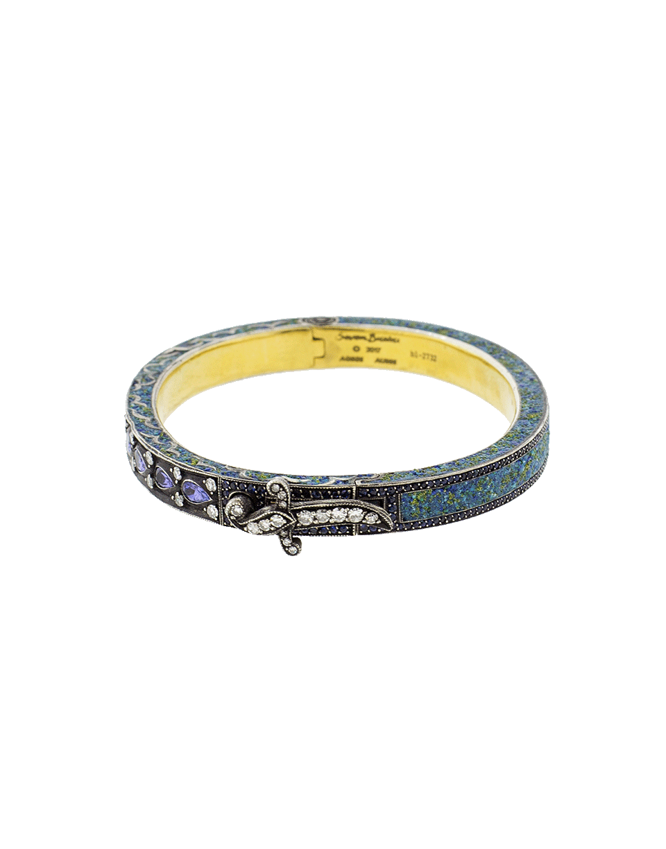 SEVAN BICAKCI-Tanzanite & Diamond Hinged Bangle-YELLOW GOLD