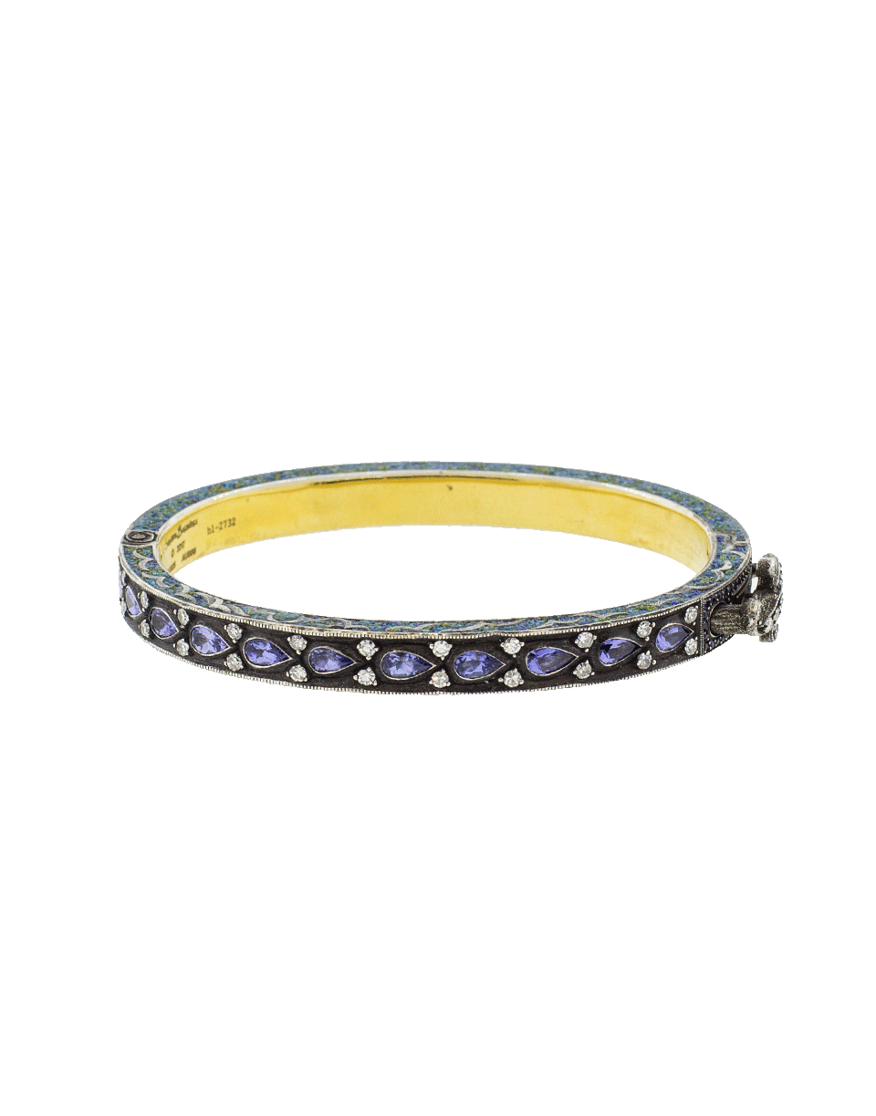 SEVAN BICAKCI-Tanzanite & Diamond Hinged Bangle-YELLOW GOLD