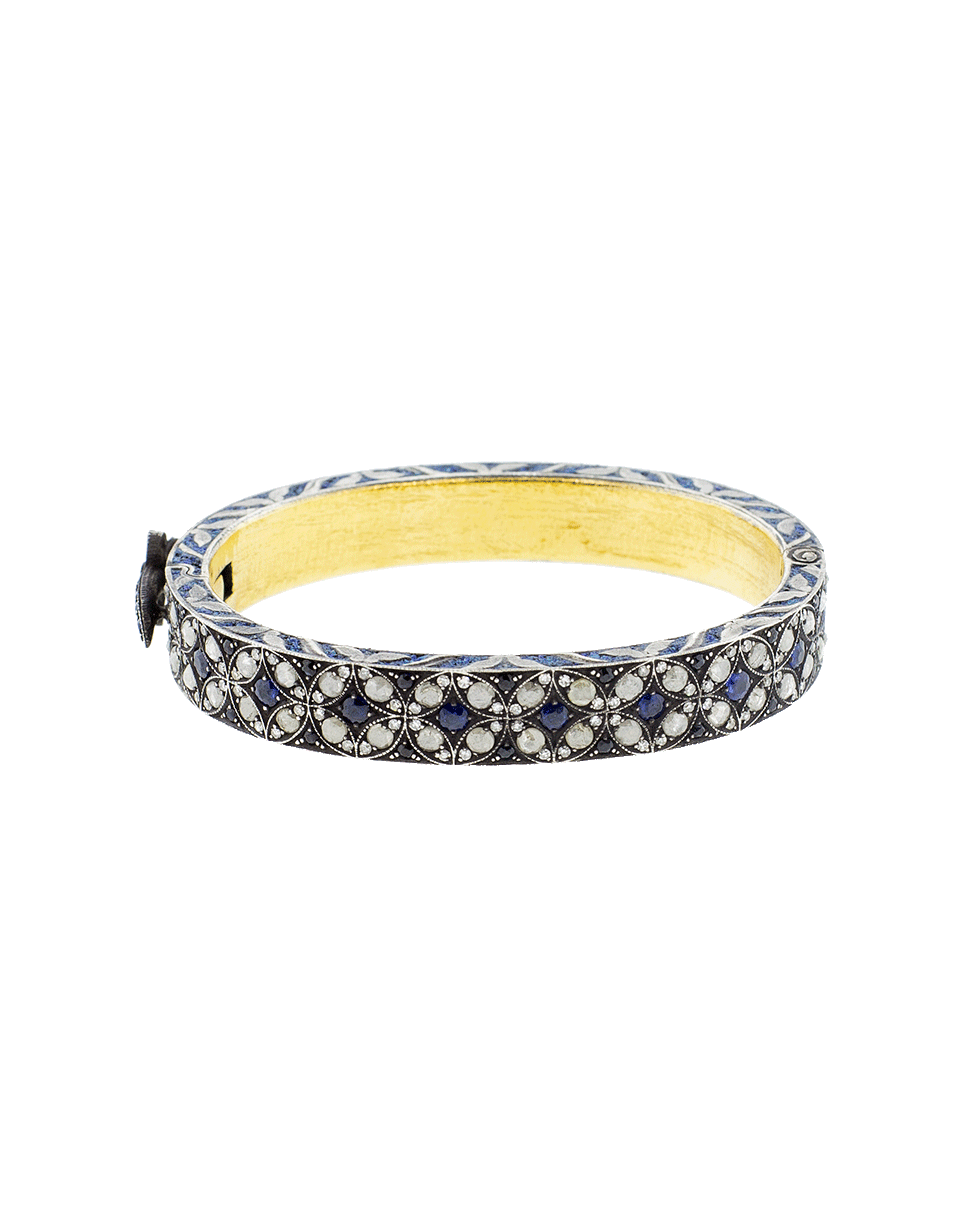 SEVAN BICAKCI-Wide Blue Sapphire Hinged Bangle-YELLOW GOLD