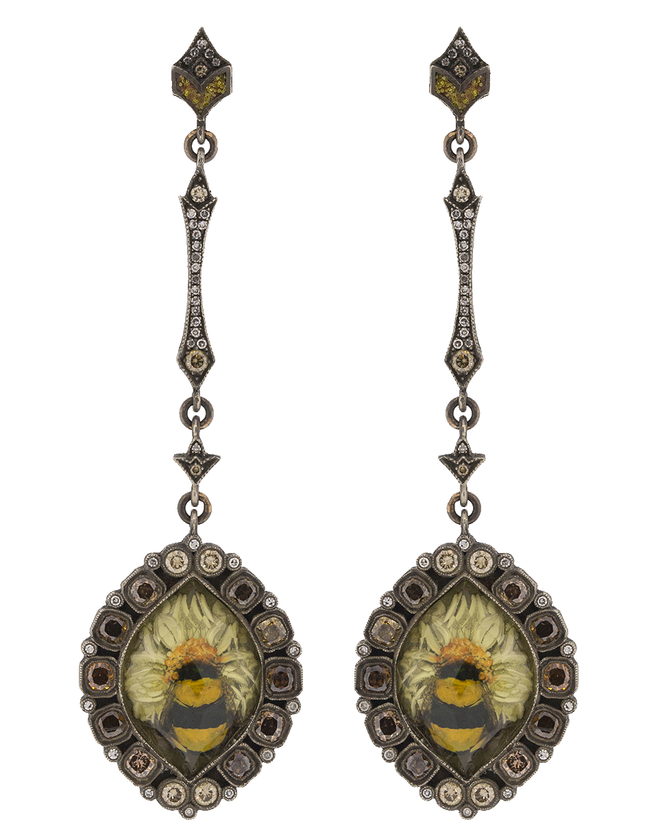 SEVAN BICAKCI-Bumble Bee On Sunflower Earrings-ROSE GOLD