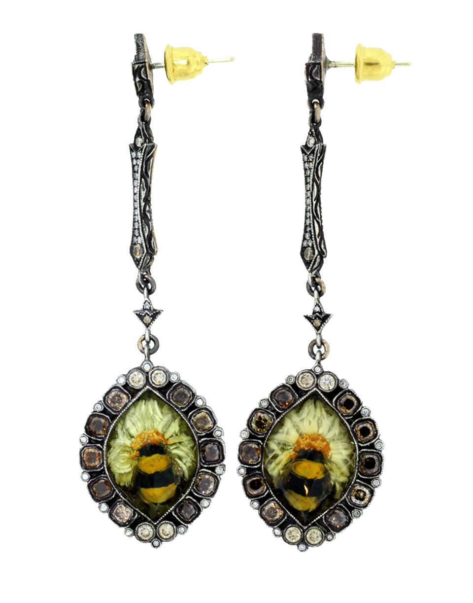 SEVAN BICAKCI-Bumble Bee On Sunflower Earrings-ROSE GOLD