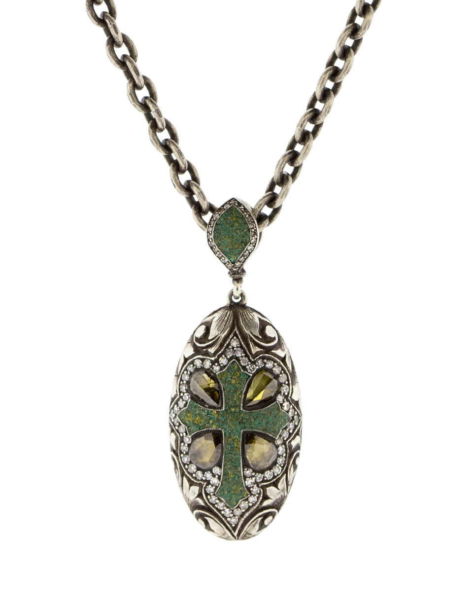 SEVAN BICAKCI-Diamond Embellished Turquoise Necklace-SILVER