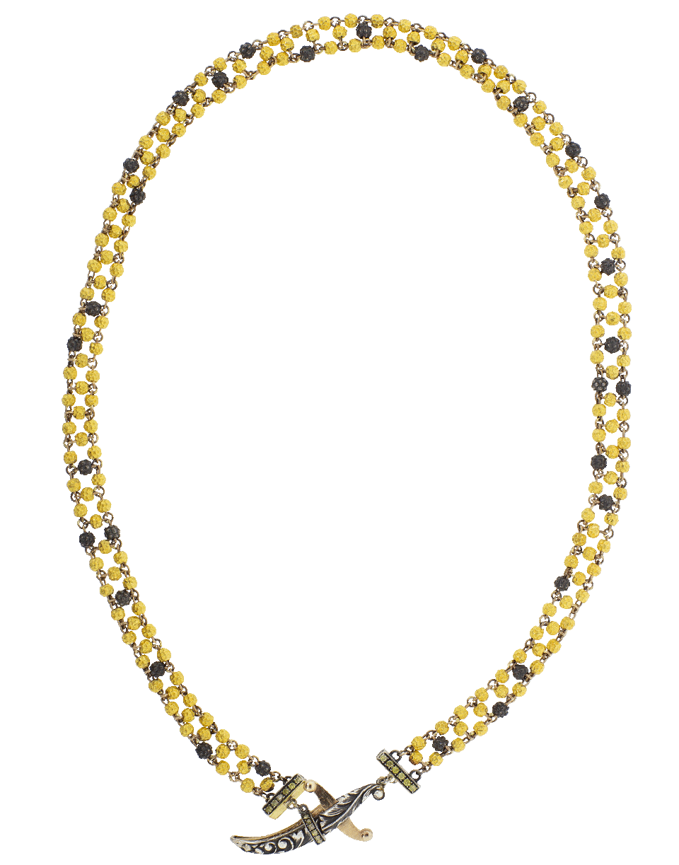 SEVAN BICAKCI-Oxidized Silver and Gold Rosary Bead Necklace-YELLOW GOLD