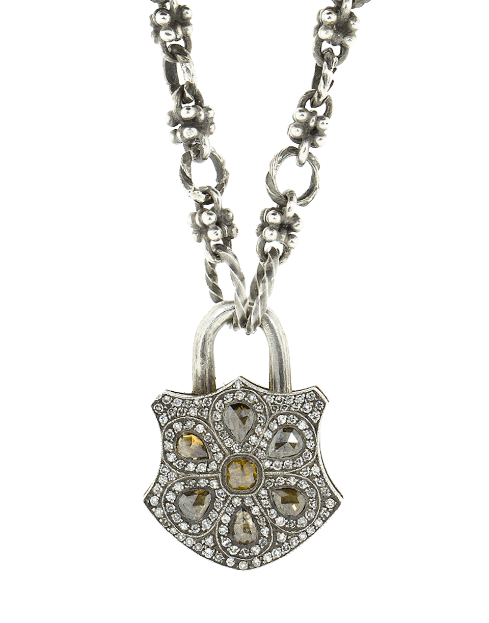 SEVAN BICAKCI-Fancy Diamond Flower Padlock-YELLOW GOLD