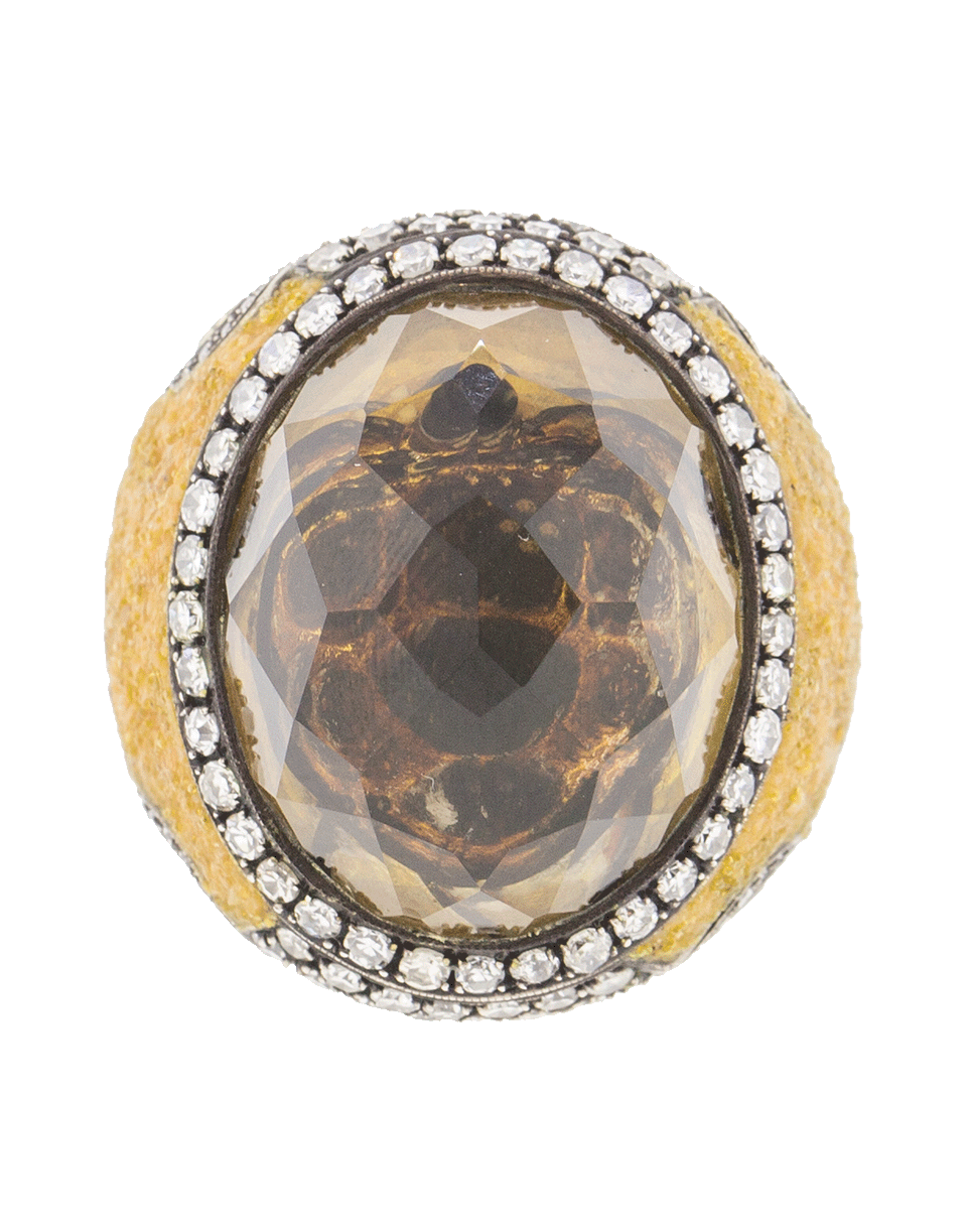 SEVAN BICAKCI-Carved Citrine Sea Turtle Diamond Ring-YELLOW GOLD