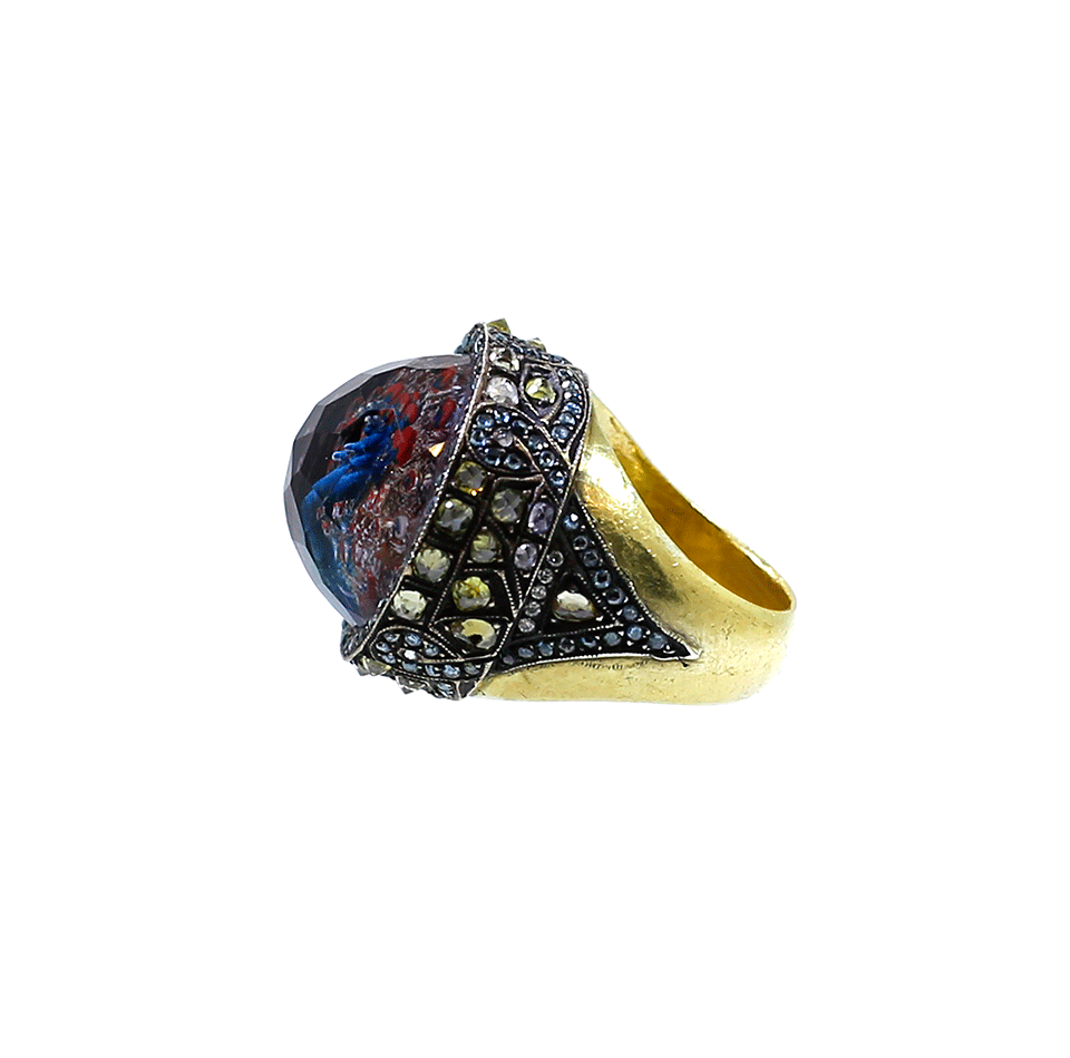 SEVAN BICAKCI-Carved Peacock Ring-YELLOW GOLD