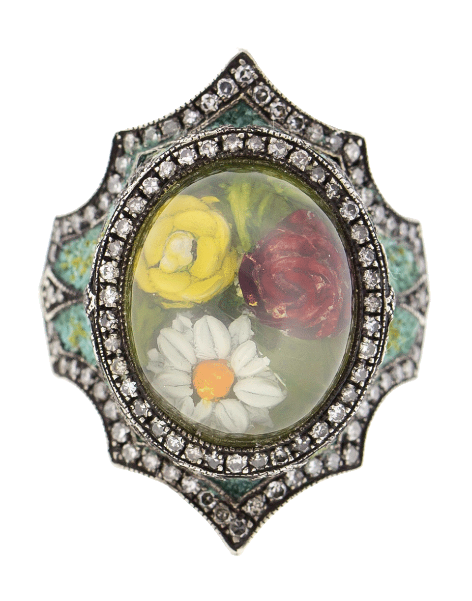 SEVAN BICAKCI-Moonstone Flower Garden Ring-YELLOW GOLD