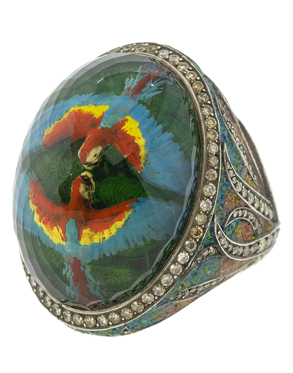 SEVAN BICAKCI-Carved Multi-Color Parrot Ring-YELLOW GOLD