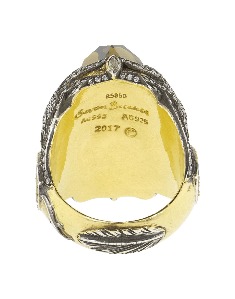 SEVAN BICAKCI-Citrine Chicks Nesting Carved Ring-YELLOW GOLD