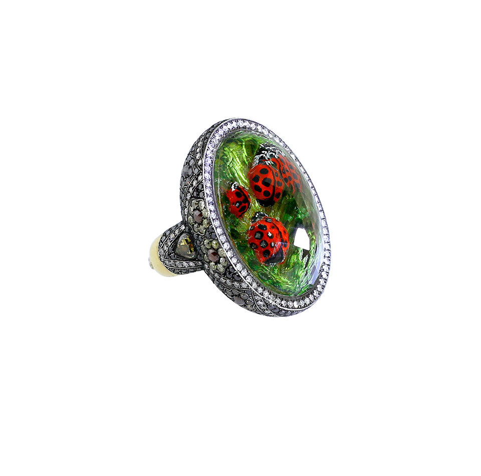 SEVAN BICAKCI-Carved Ladybug Ring-YELLOW GOLD