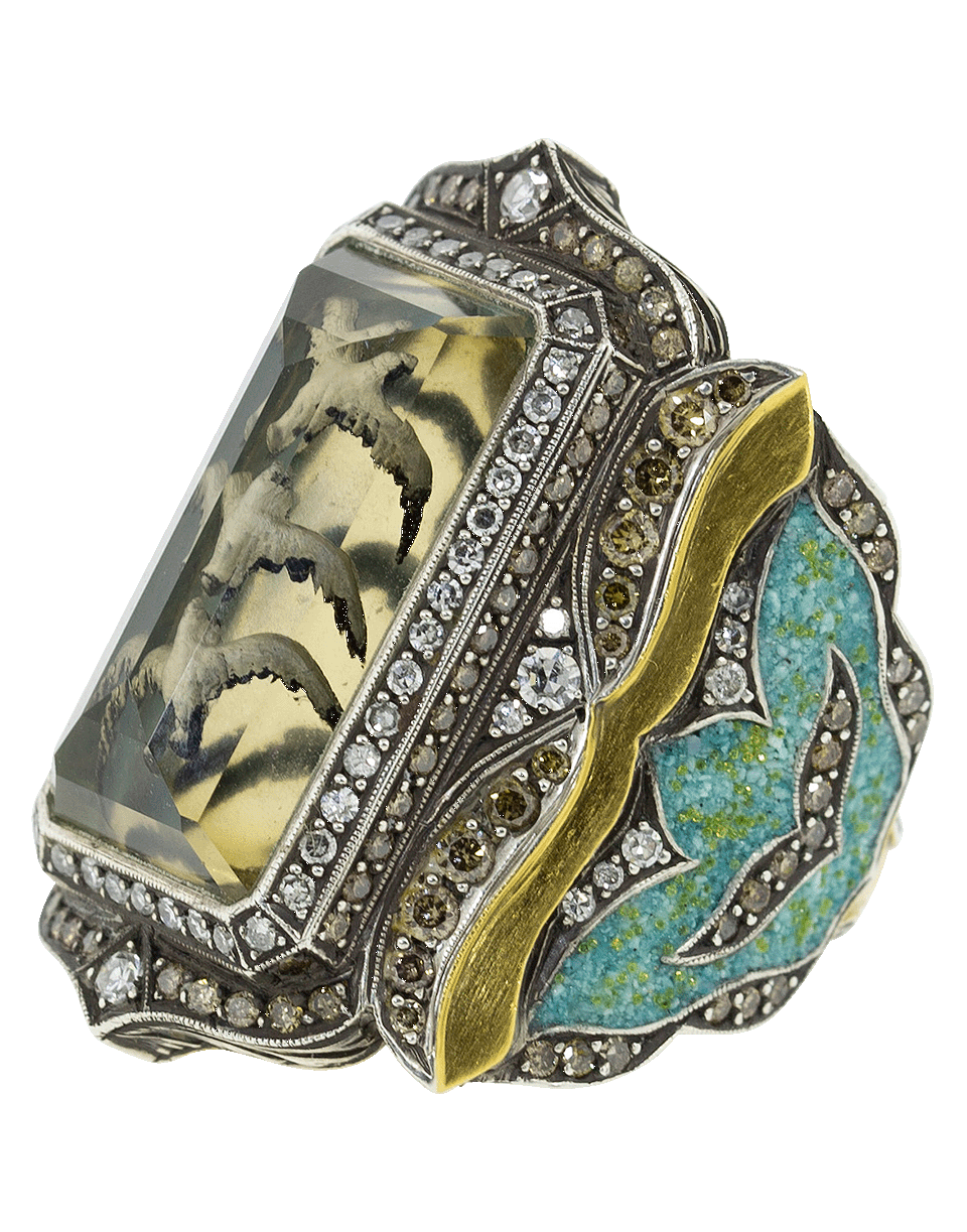 SEVAN BICAKCI-Carved Smoky Topaz Seagull Ring-YELLOW GOLD