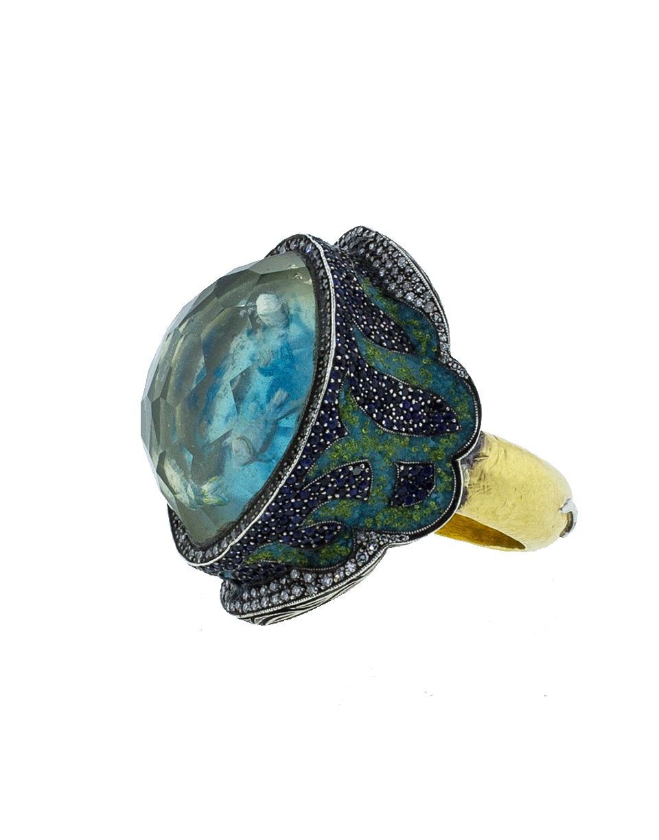 SEVAN BICAKCI-School Of Fish Turquoise Ring-YELLOW GOLD