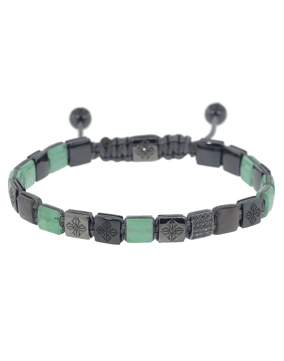 SHAMBALLA JEWELS-Black Diamond and Emerald Lock Bracelet-BLKGOLD