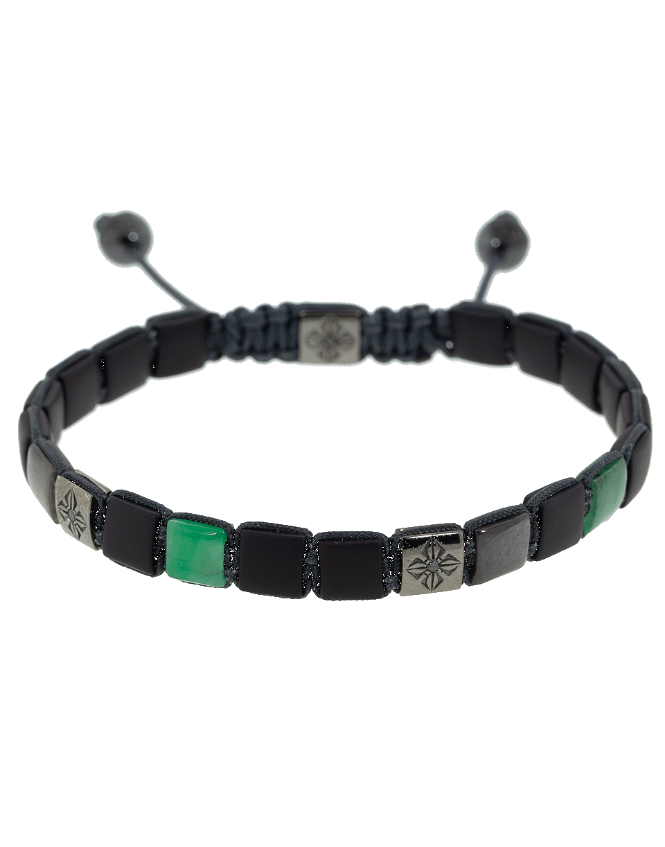 SHAMBALLA JEWELS-Emerald Onyx Lock Bracelet-BLKGOLD