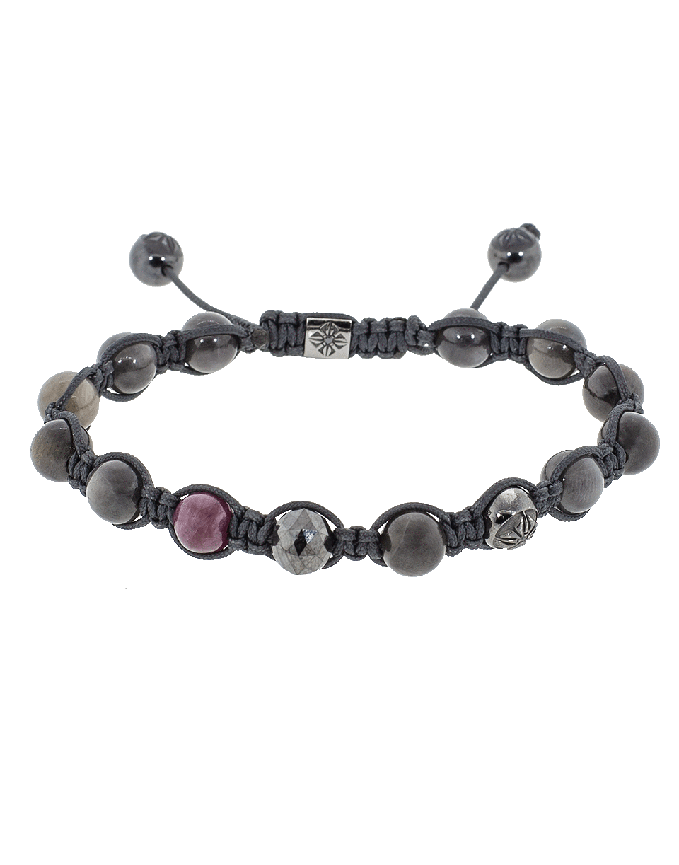 SHAMBALLA JEWELS-Ruby, Grey Sapphire and Diamond Bead Bracelet-BLKGOLD