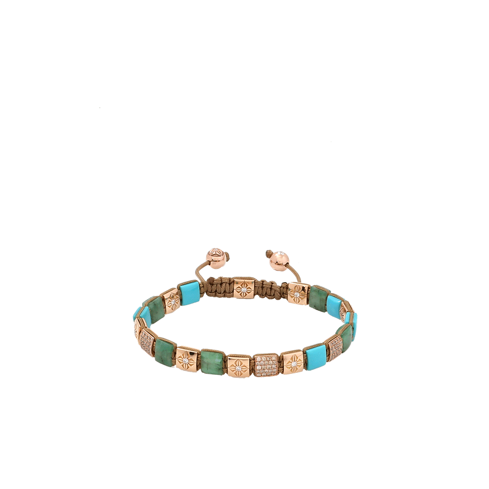 SHAMBALLA JEWELS-Emerald And Turquoise Lock Bracelet-ROSE GOLD
