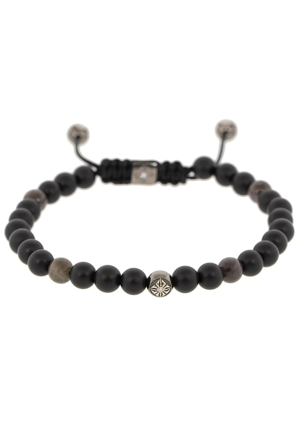 SHAMBALLA JEWELS-Grey Sapphire and Onyx Bead Bracelet-WHITE GOLD