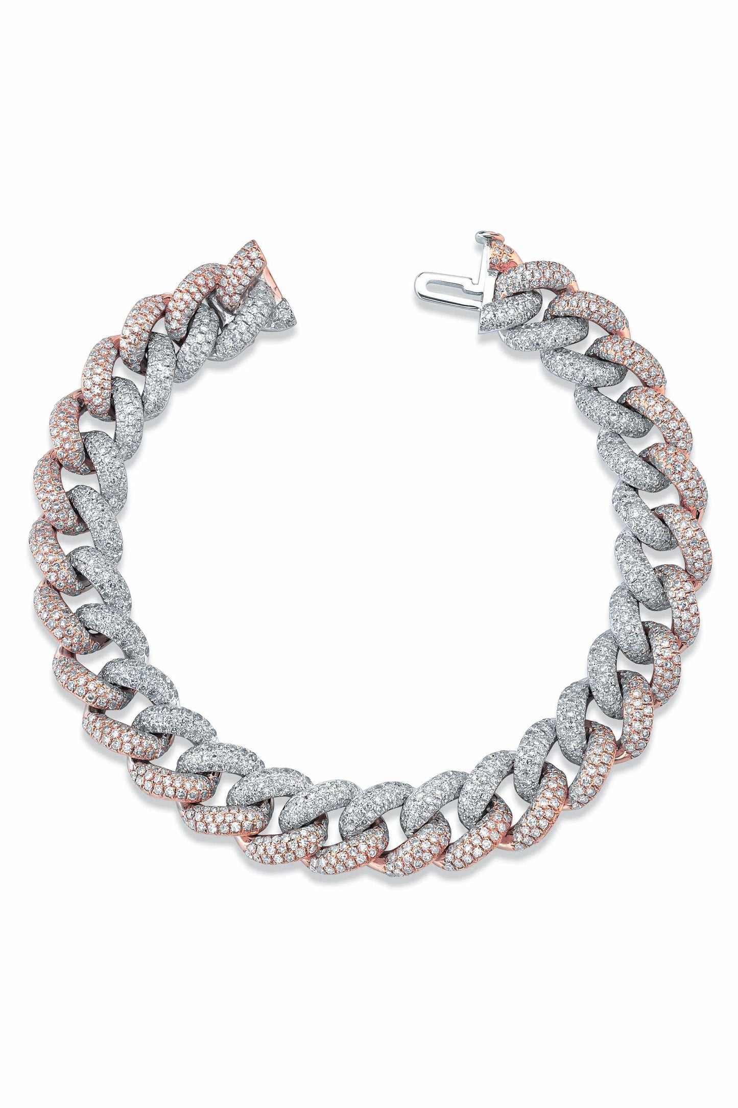 SHAY JEWELRY-Diamond Pave Two-Tone Essential Link Bracelet-WHITE GOLD