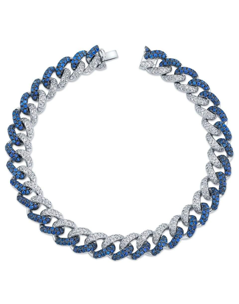 SHAY JEWELRY-Blue Sapphire and Diamond Medium Pave Link Bracelet-WHITE GOLD