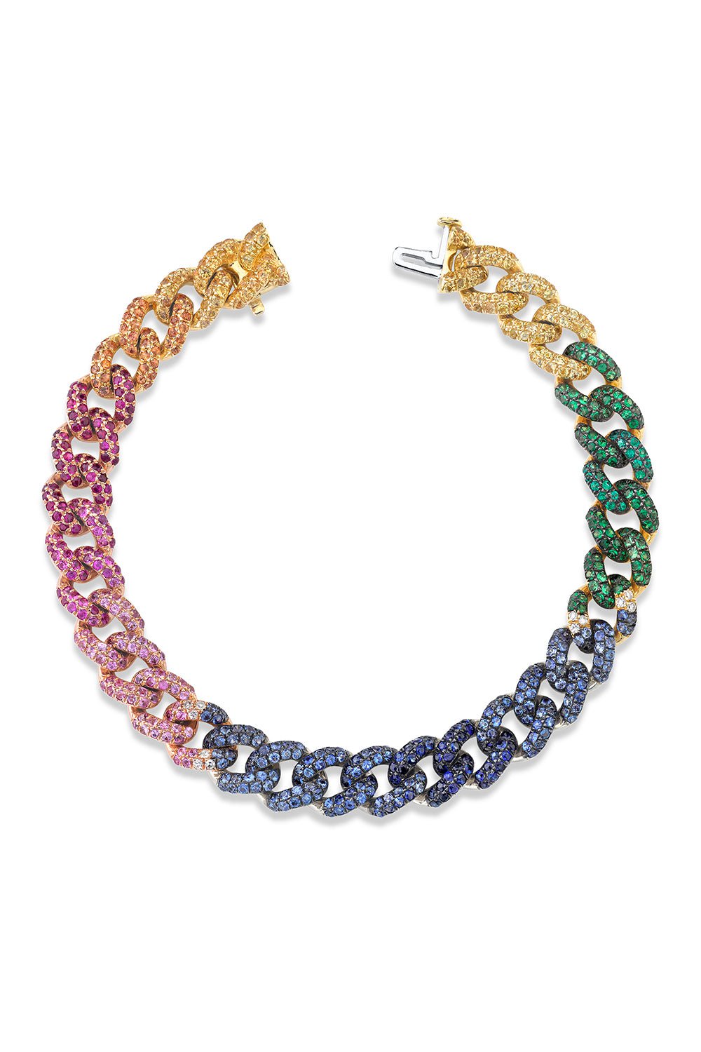 SHAY JEWELRY-Medium Rainbow Pave Link Bracelet-YELLOW GOLD