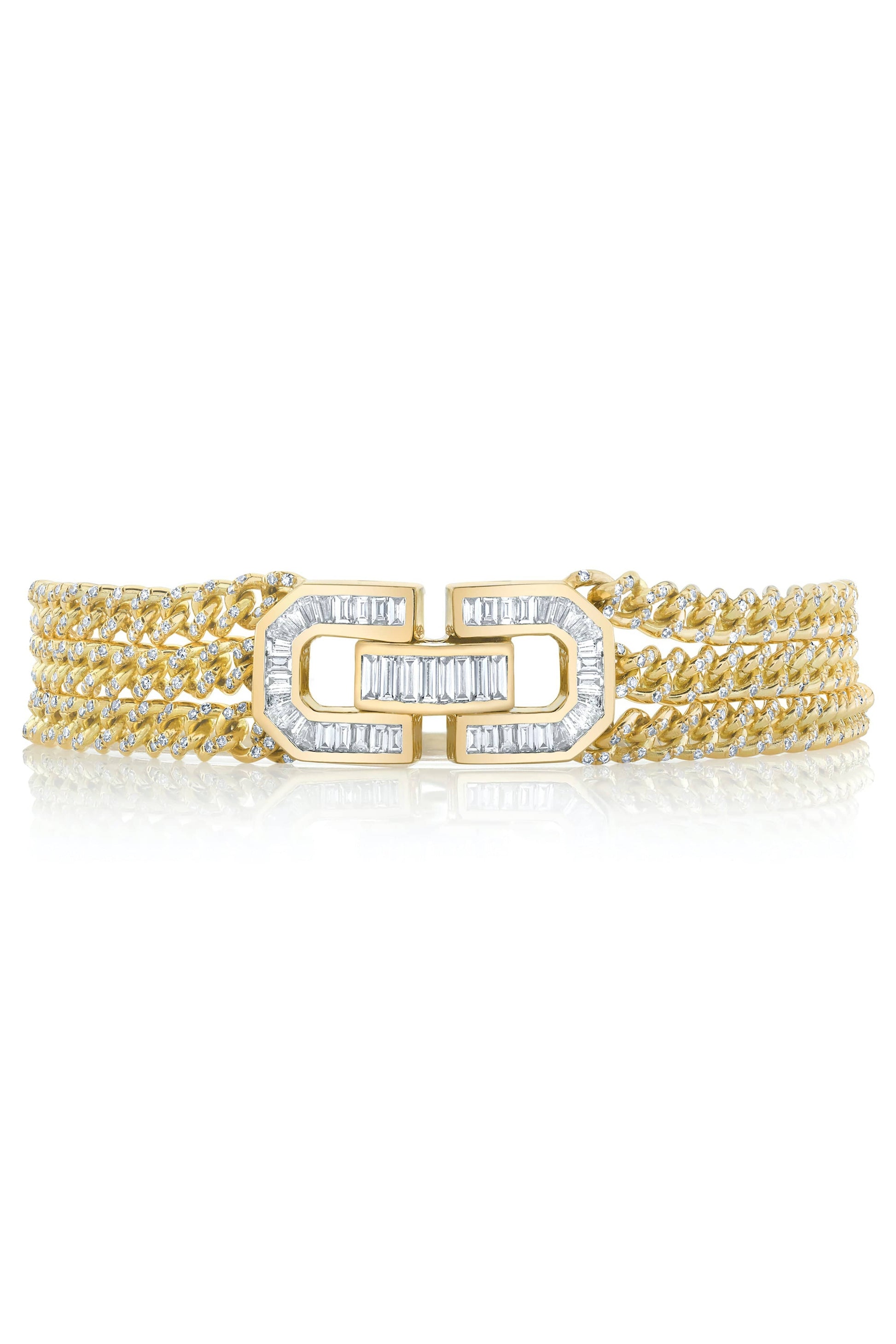 SHAY JEWELRY-Diamond Deco Lock Link Triple Bracelet-YELLOW GOLD